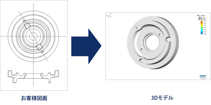 2Dの図面→3D鋳造シミュレーション